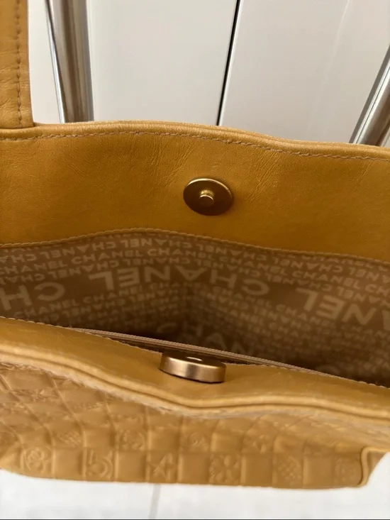 CHANEL Camel Embossed Checker Tote - Picture 5 of 8